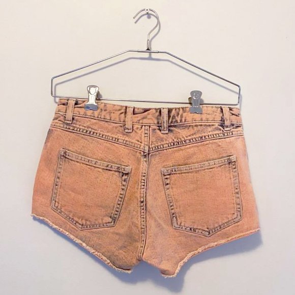 Zara Orange Acid Wash Denim Shorts - Picture 2 of 3